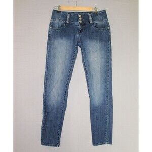 VO Jeans Rhinestone size 11 Dark Wash Blue Denim Jeans 3 Button Zip Closure